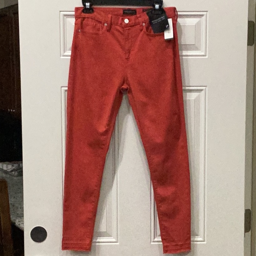 New Banana Republic Red Denim Jeans Mid-Rise Skinny Ankle Size 29 (Item#P054)
